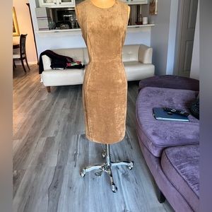 Calvin Klein Camel colored faux suede fully lined dress